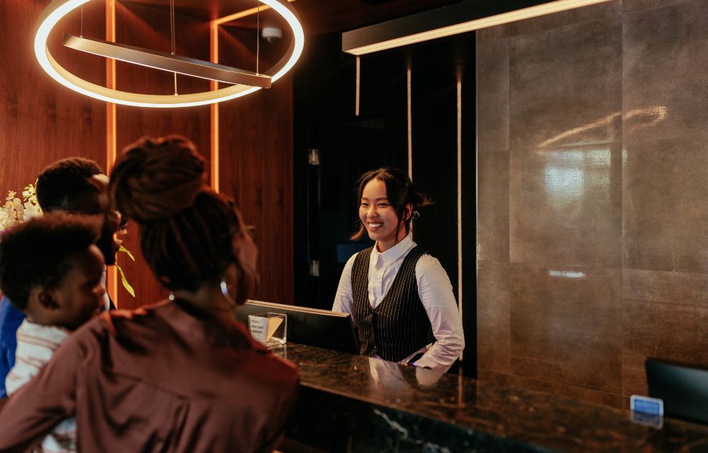 young receptionist in a hotel