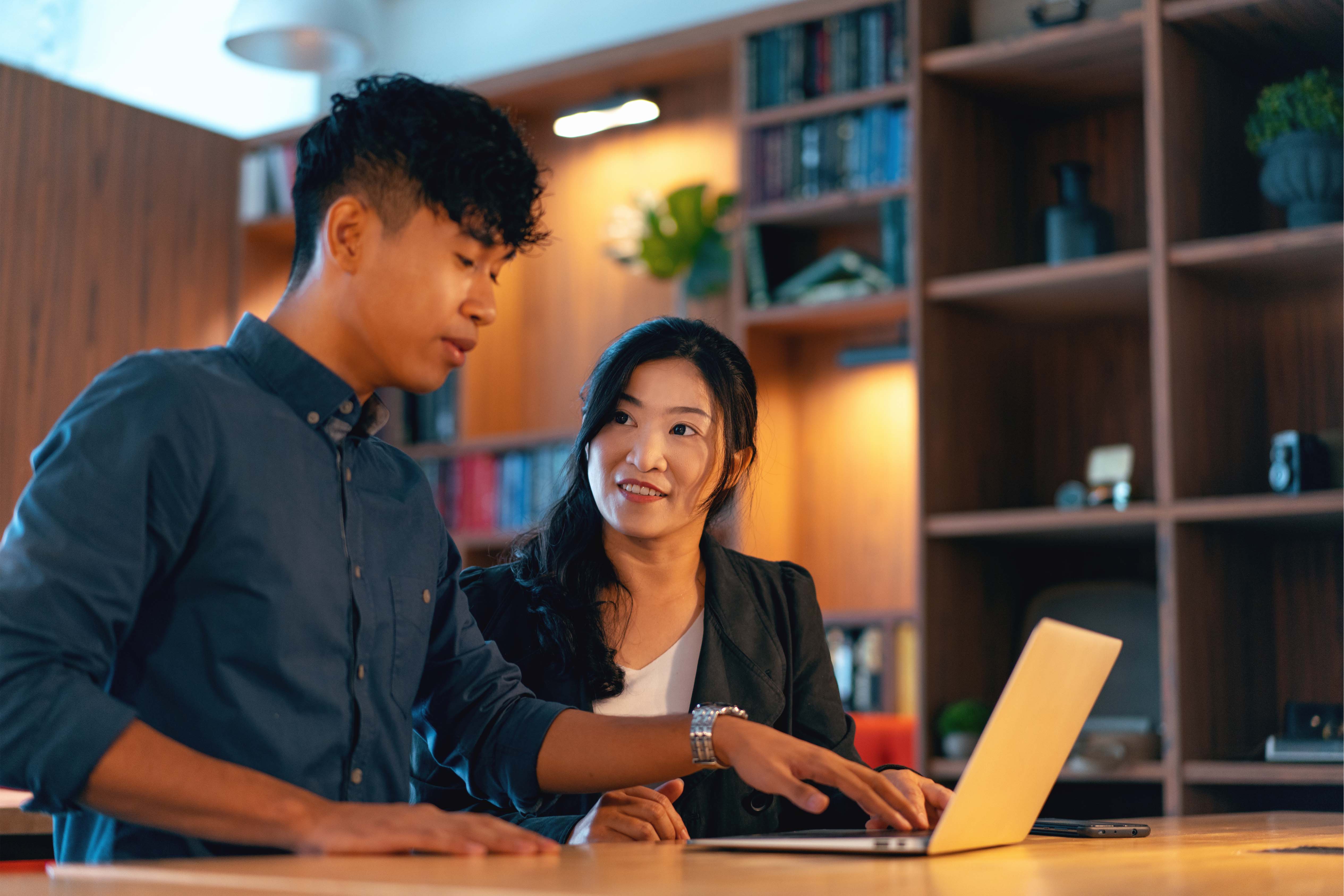 Asian female mentor and male mentee