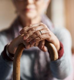 Lady with a walking cane