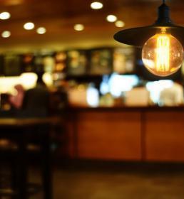 electric light in a bar setting