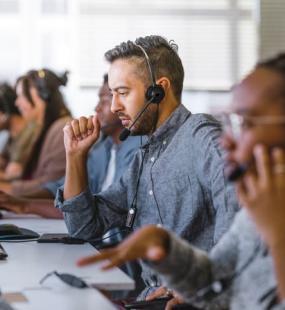 Workers at a call centre