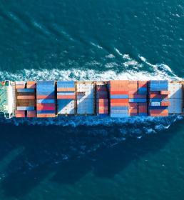 Cargo ship in the sea