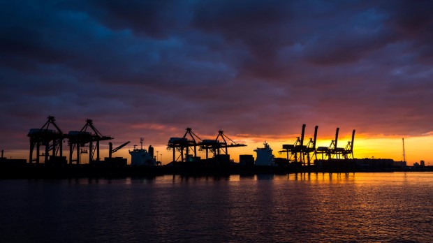 Shipyard at sunrise