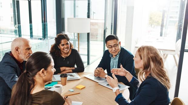 Workers in a meeting