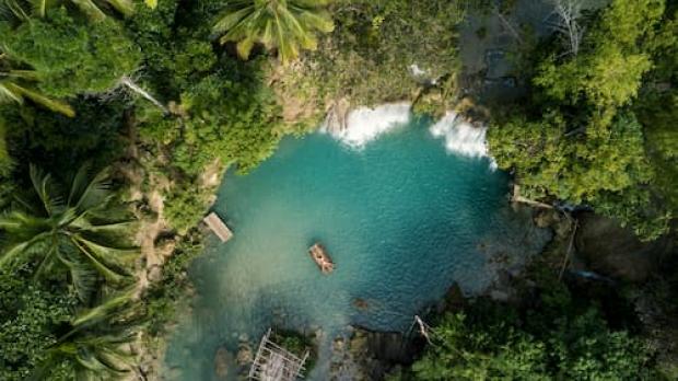 Overhead shot of beautiful lagoon in the Philippines 