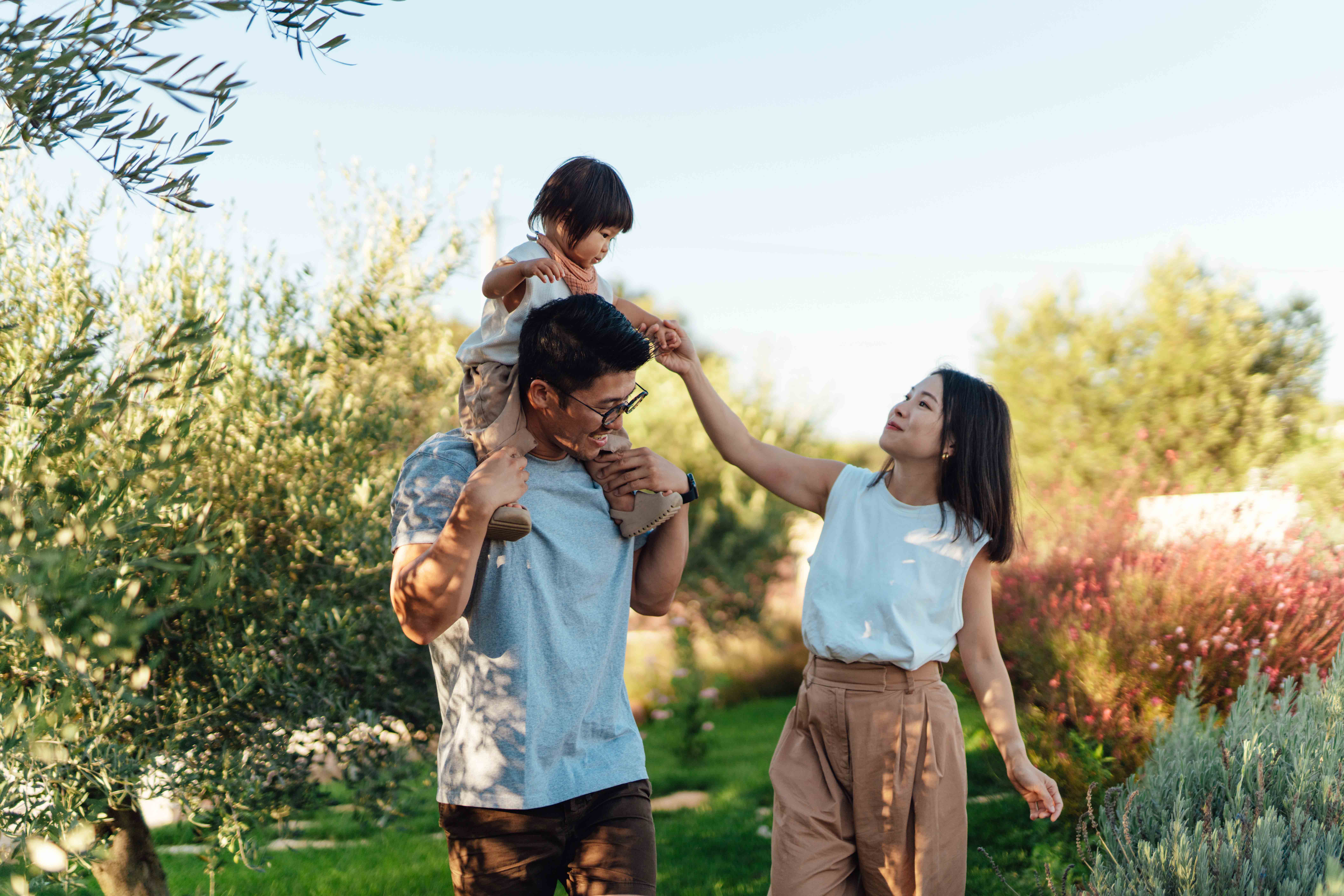 Asian family spending time together
