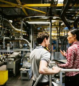 Consultant reviewing risk in a factory