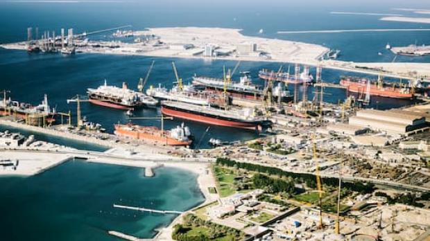 Dubai port aerial shot