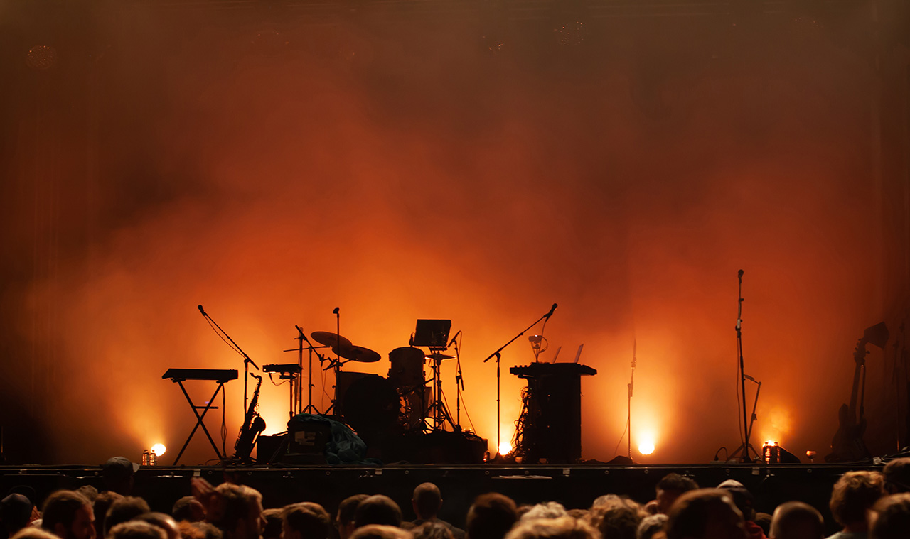 Band equipment on stage