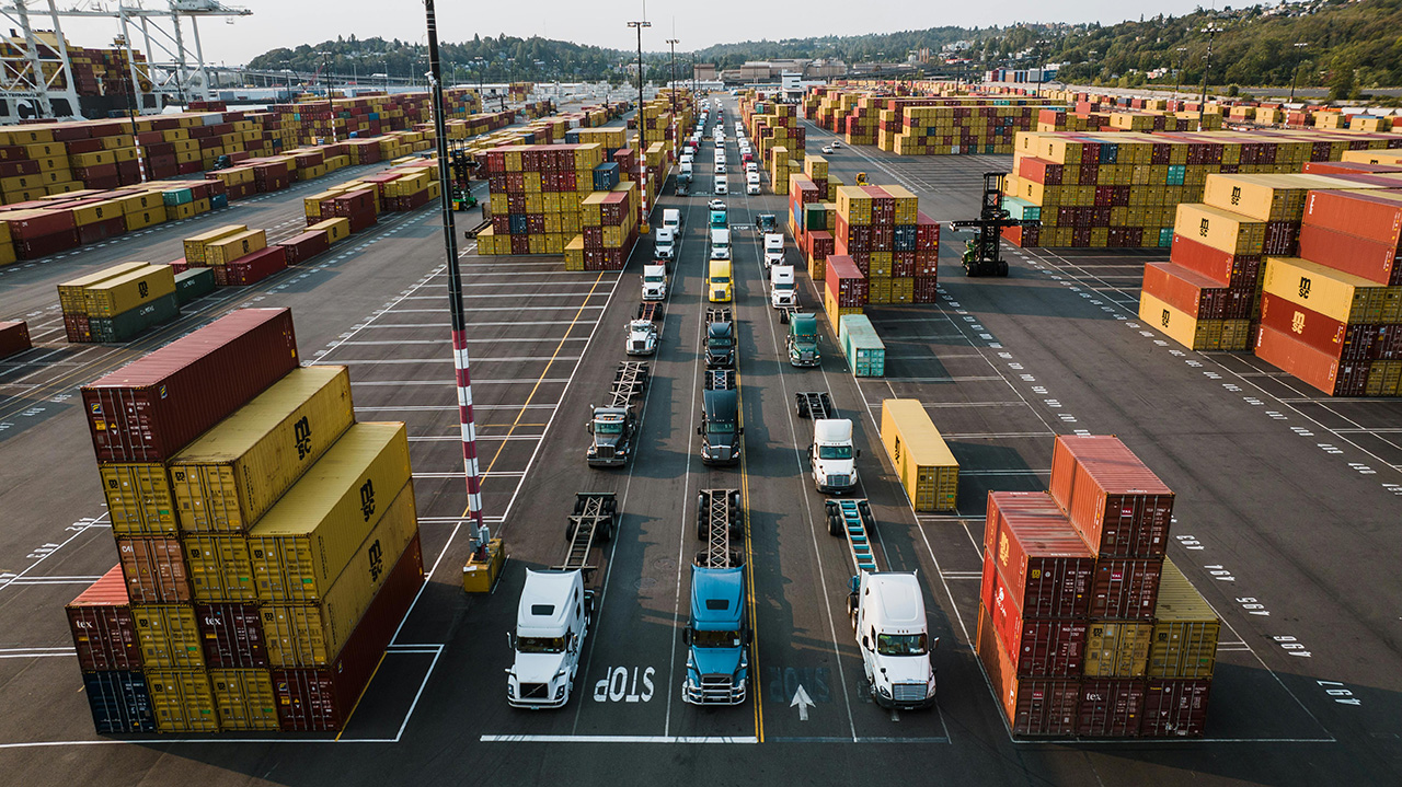 Trucks at a depot